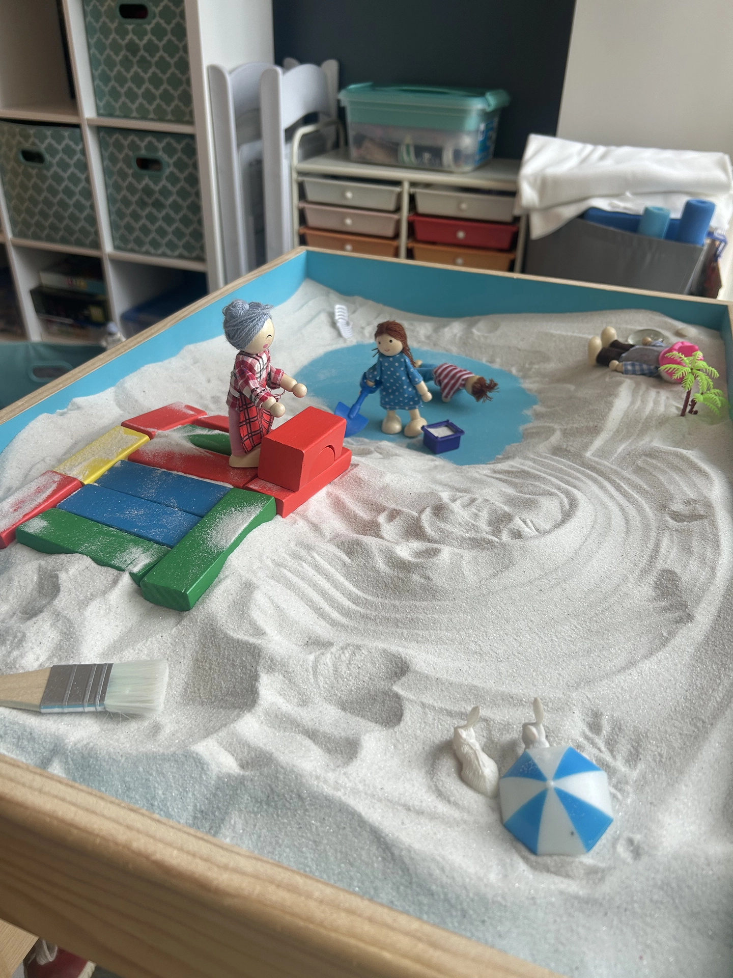 A peaceful sand garden with carefully arranged stones
